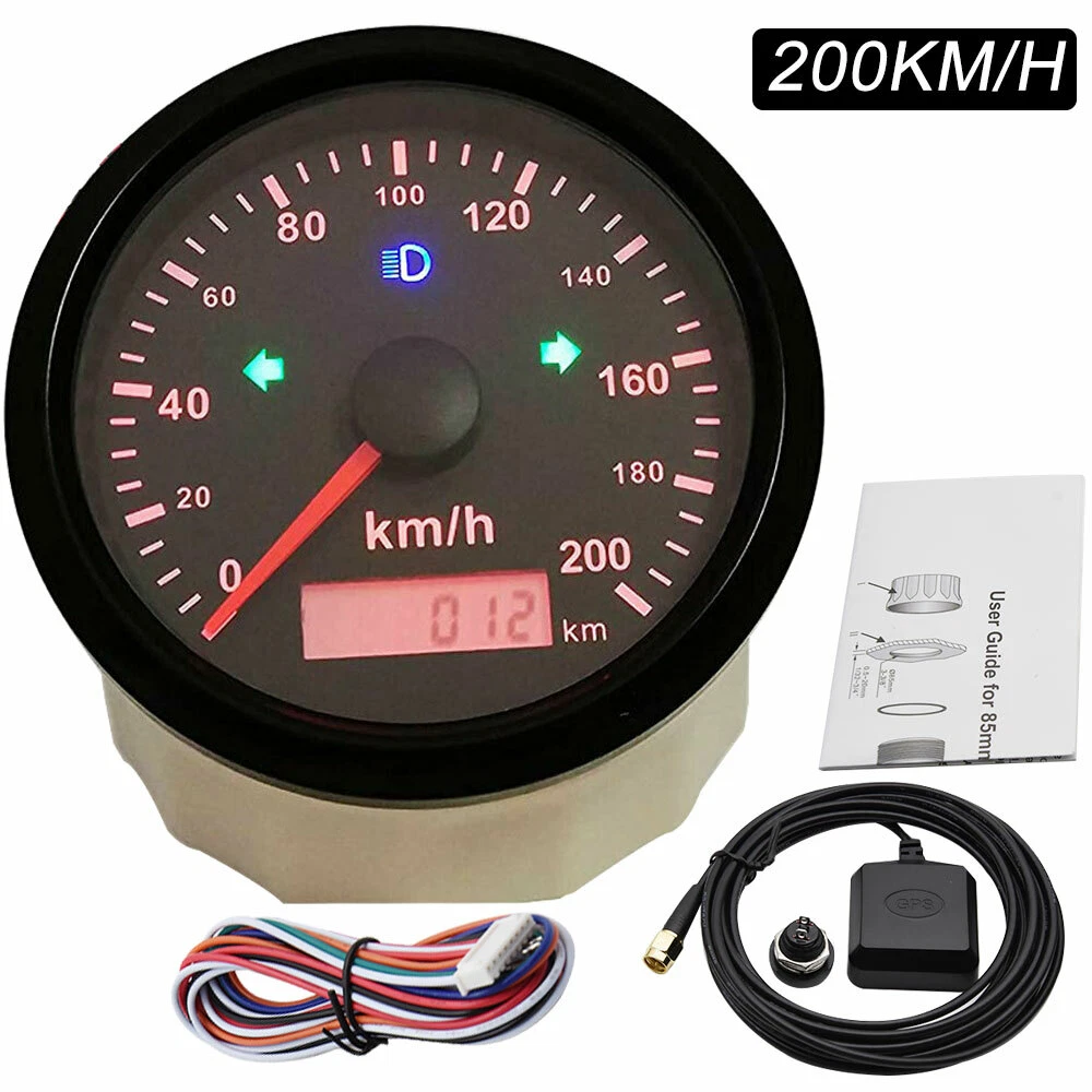 85mm GPS Speedometer Odometer Gauge 0-200Km/h For Boat Car Truck ATV  Motorcycle