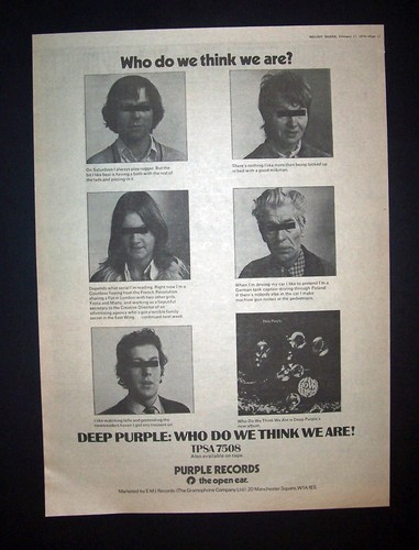 Deep Purple Who Do We Think We Are 1973 Poster Type Ad, Promo Advert