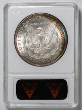 1879-S Morgan Silver Dollar ANACS MS-63 Soapbox holder Rainbow Toning