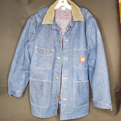 Vtg Distressed BIG BEN Wrangler Denim CHORE Coat BLANKET Lined