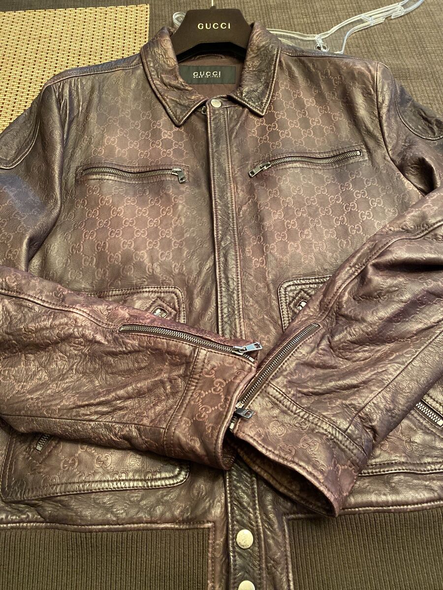 GUCCI SIGNATURE GG MONOGRAM 100% AUTHENTIC LEATHER MOTO GUCCI SIGNATURE GG MONOGRAM 100% AUTHENTIC LEATHER MOTO
