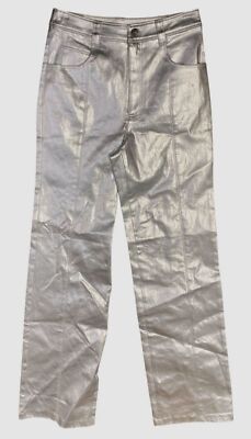 Cinq à Sept Women's Silver Francine Wide-Leg Foiled Denim Jeans Pants Size 0