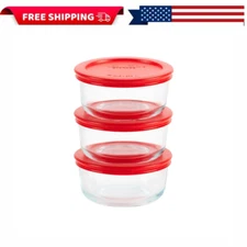 Pyrex Simply Store 2-Cup Glass Food Storage Container, Round, Set of 3, Clear