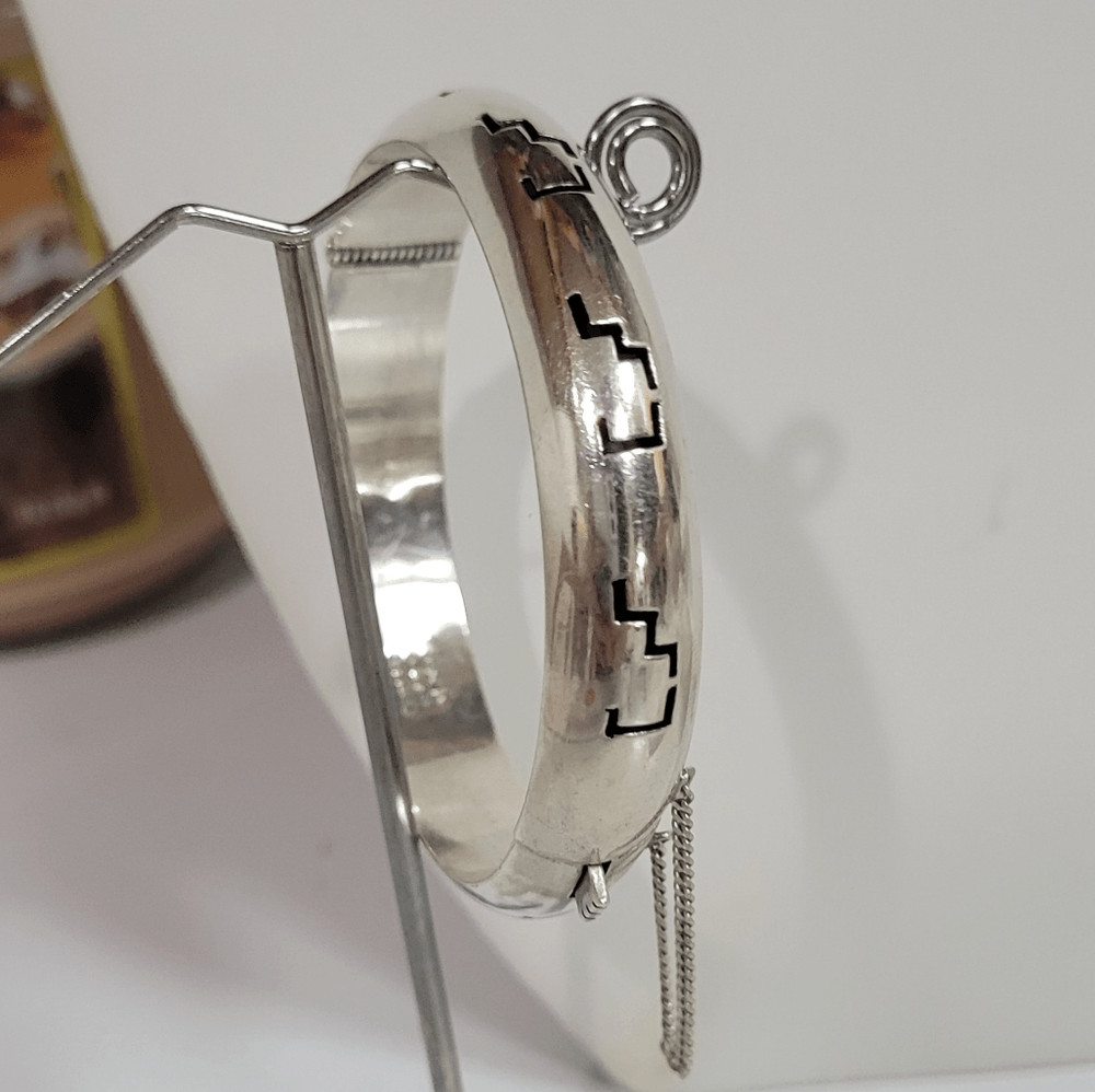 TAXCO MEXICO SOLID 925 HINGED BANGLE BRACELET wit… - image 2