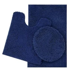 ITSOFT 3pc Non-Slip Shaggy Chenille Bathroom Mat Set, Includes 24 x 21 Inches