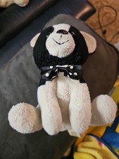 black and white puppy plush