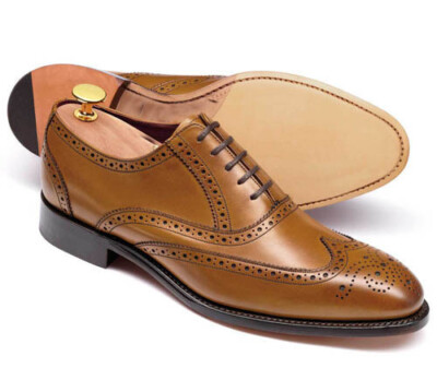Leather Brown Oxford Dress Shoes Brogue‎ Wingtip Lace Up Size 8 Thistle Shoes Mens Size 8 Brown Leather Wingtip Brogue Dress  main image 2