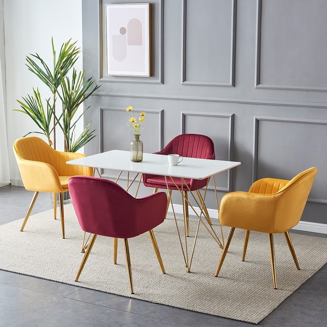 Classic 2 Piece Tufted Button Velvet Dining Chair Red For Sale Online Ebay