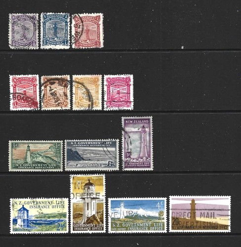 NEW ZEALAND – 1891-1981 – LIFE INSURANCE ISSUES - 14 DIFFERENT STAMPS – USED