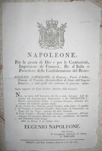 V987-PERIODO NAPOLEONICO-NOMINE DI GIUDICI DI TRIBUNALI 1807 - Bild 1 von 1