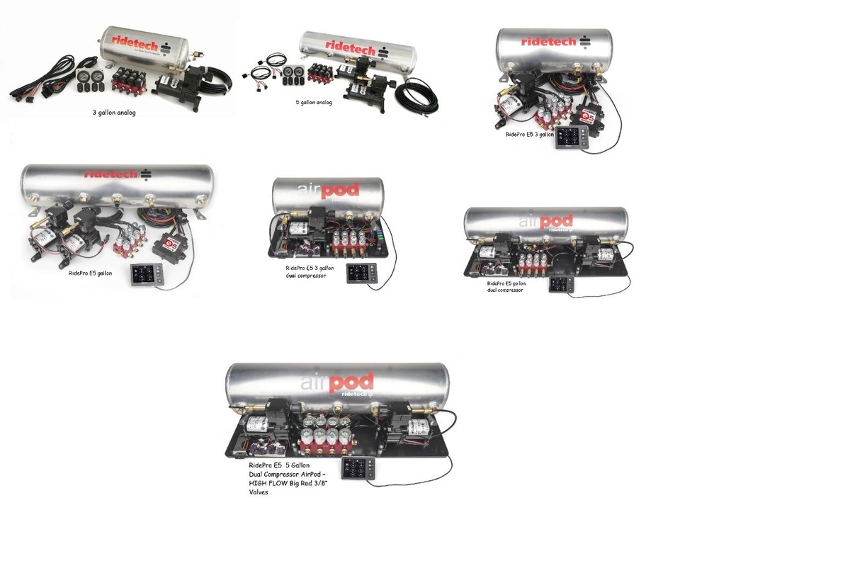 Ridetech Analog, RidePro E, Airpod Compressor Systems, 3 or 5