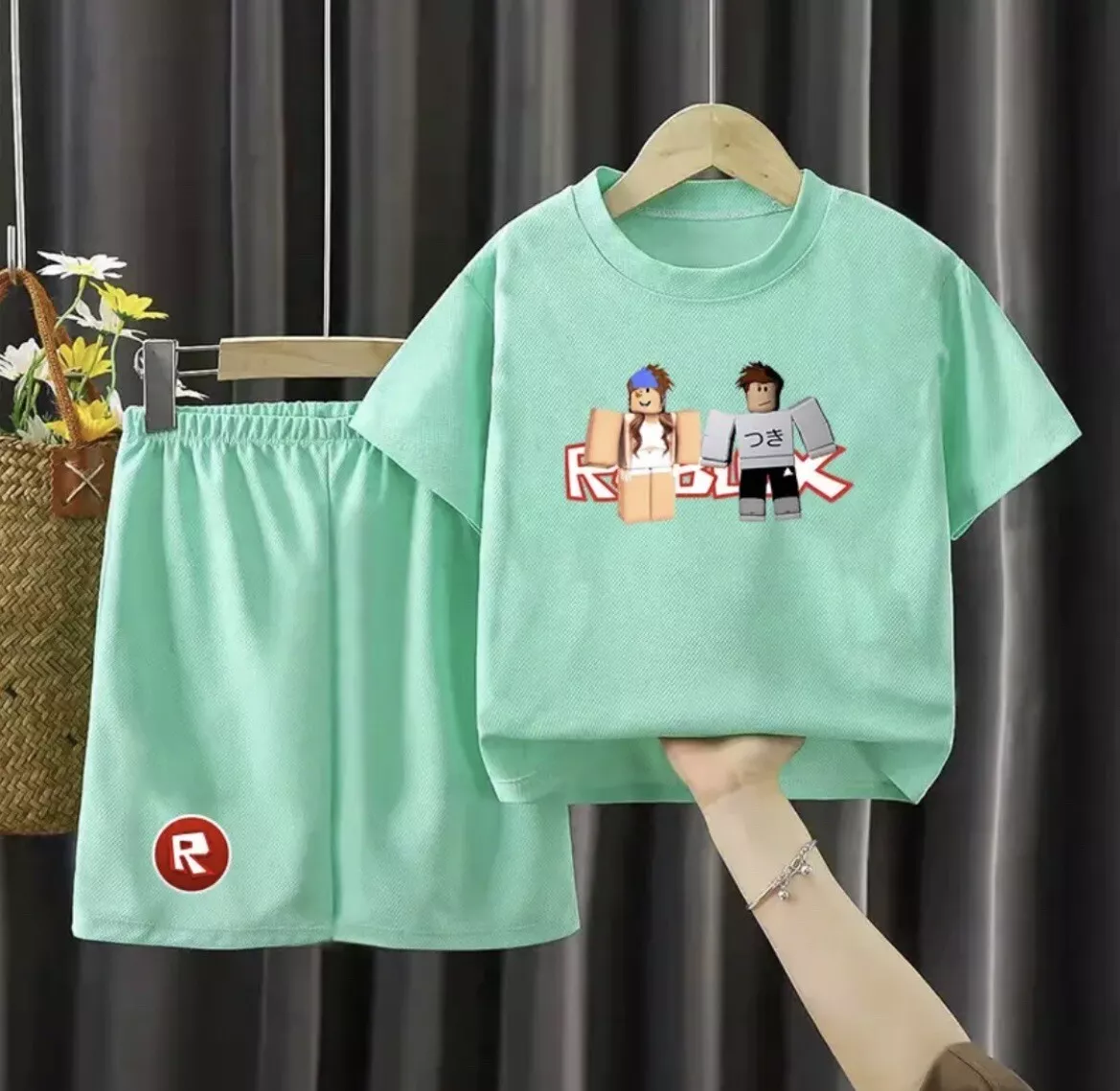 Kids Boys Girls Roblox Print Short Sleeve Crew Neck T-shirt Tee Tops