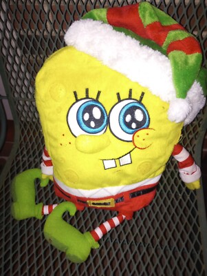 Spongebob Squarepants Plush Santa Elf Macys 2014 Yellow Toy 18'' Christmas Plush