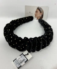 Lele Sadoughi Jet Dot Velvet Kelly Headband JET 001 / Black NEW with Tags