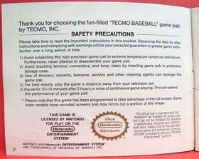 TECMO BASEBALL Instruction Manual   No Game   NES Nintendo