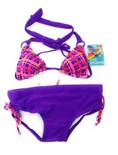 NWT New Girls Sunshine Zone Purple Pink Geometric Bathing Suit Bikini Size 7