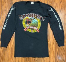 vintage Harley Davidson Thermal 3D Emblem Shirt, Size L