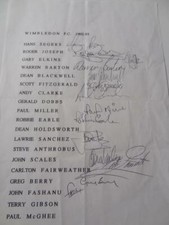 WIMBLEDON FC 1992-93 RARE HAND SIGNED x 14 JOHN FASHANU HANS SEGERS ROBBIE EARLE