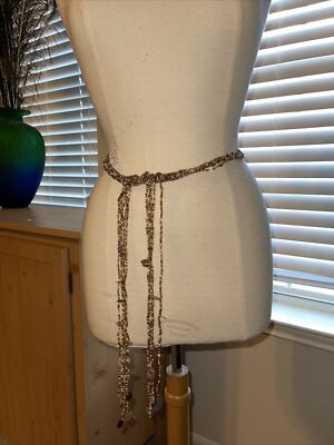 NWT beaded belt NWT WHITE HOUSE BLACK MARKET Blue & Black Beaded Tie Belt  main image 2