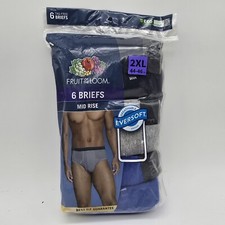 Fruit of the Loom Men's 2XL 44-46 6pk Multicolor Briefs NEW Blues And Grays