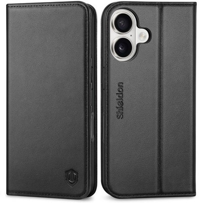 SHIELDON Genuine Leather Wallet Case for iPhone 17 6.3'' (5G, 2025)   Flip Magnet