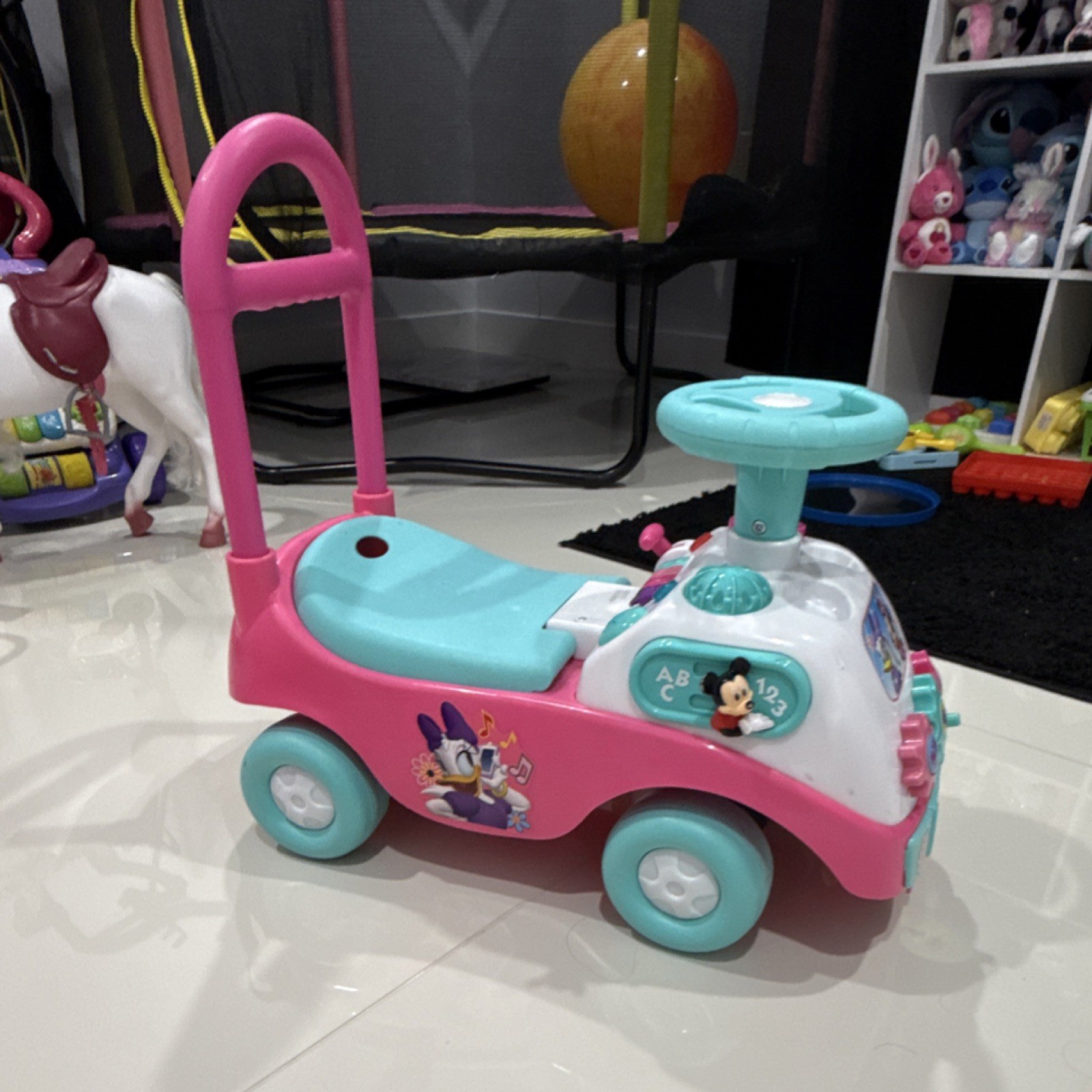 Disney Minnie Mouse Pink & Blue 4-Wheel Ride-On Car for Todd