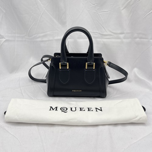 Alexander McQueen Womens Mini Birdee Tote Crossbody Bag Leather Black Pre-Owned