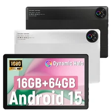 Tablet 10 Inch Android 15 Tablets, 16GB RAM+64GB ROM (TF 1TB) HD IPS WIFI Touch