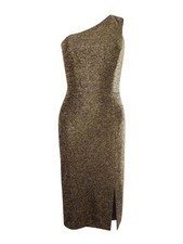 Vince Camuto Women's One-Shoulder Glitter-Knit Dress (4, Gold)