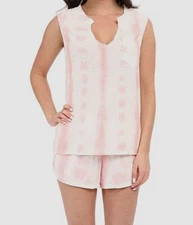 Jane & Bleecker Women Pink White Tie-Dye Pull-On Sleeveless Pajama PJ Set Sz XS