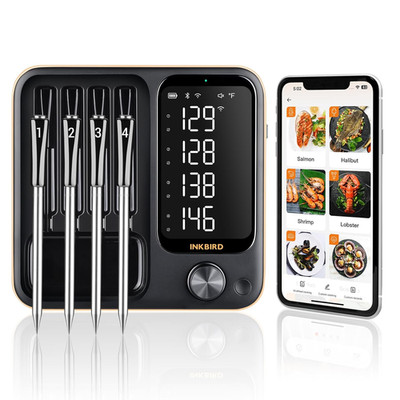 4-Probe Wifi Wireless Meat Thermometer with 360°Readable LCD Standalone Base, Wi