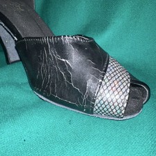 Very Fine Women's Black Ballroom Dance Shoes Rhinestone Mesh Open Toe 7.5