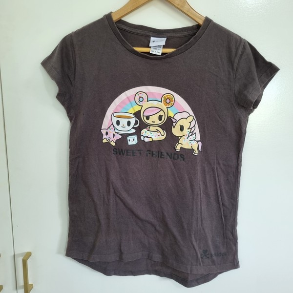 Tokidoki Sweet Friends Women’s Ladies Black T-Shirt Size 16, Anime Cartoon