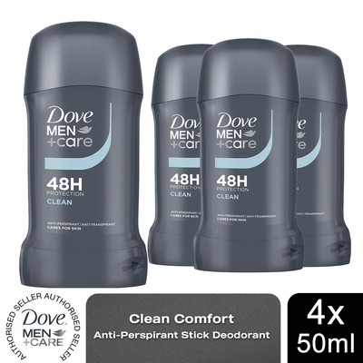 4 Packungen Dove Men+Care 48H Protection Clean Comfort Anti-Transpirant, 50ml