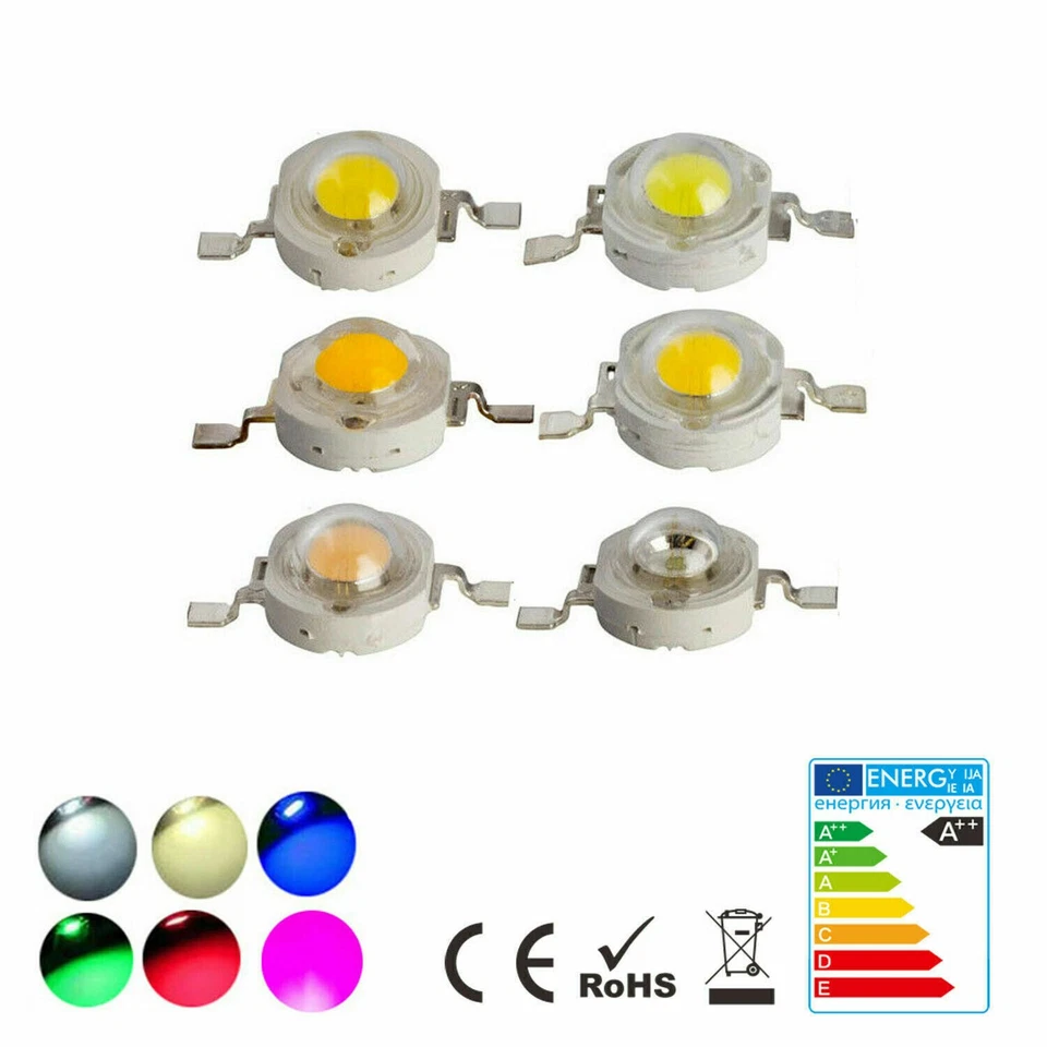 1-10er 1W 3W 5W Watt High Power LED Chip Weiß Cob 3/6V Rot Blau Grün RGB Leuchtmittel - Bild 2 von 4