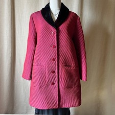 Vintage Givenchy Boutiques Fuchsia Quilted Velvet Collar Coat Sz 38 Japan