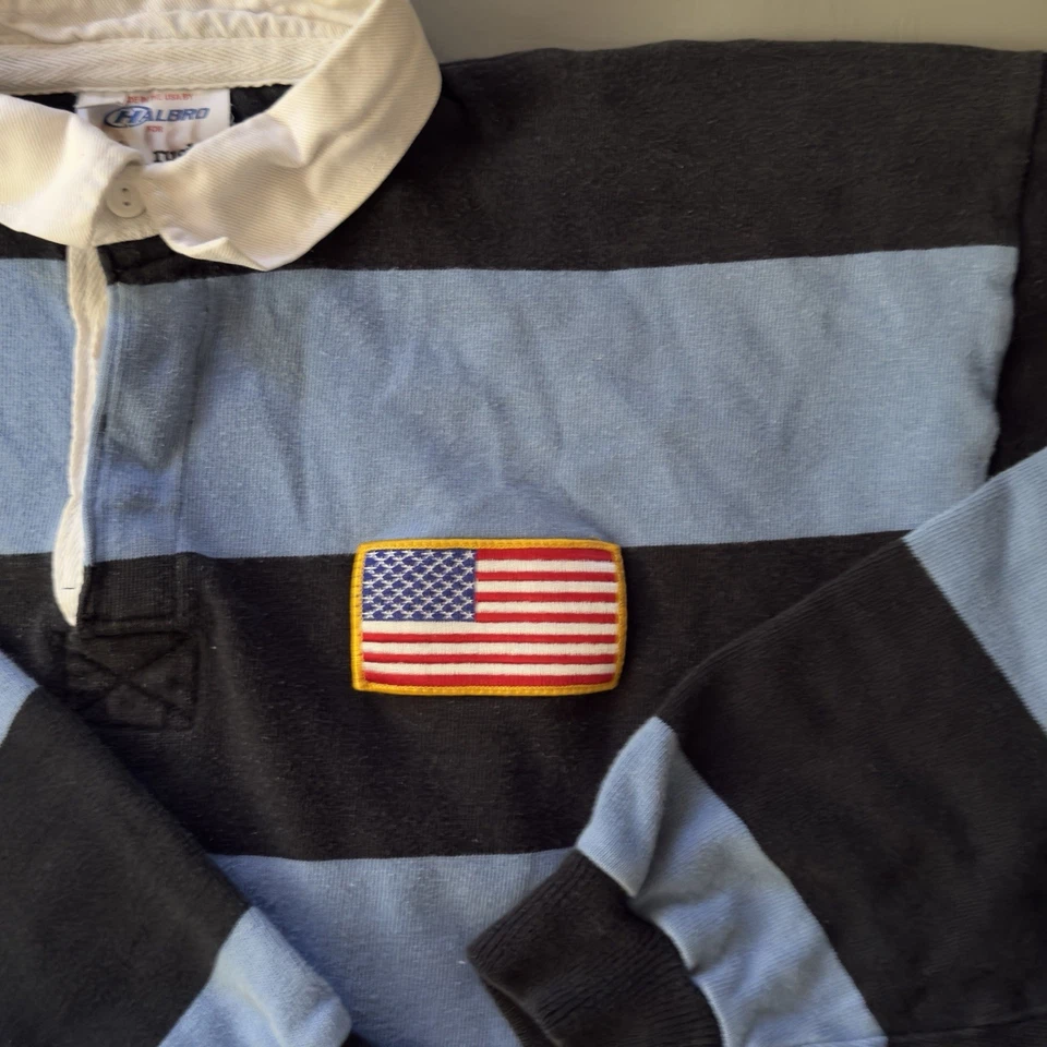Vintage Halbro US Rugby Jersey Mens XL Late 80s Team USA BLUE WHITE Polo Shirt - Image 4 of 4