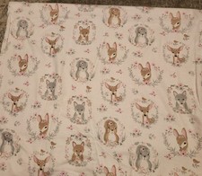 Baby Swaddle Blanket Forest Animals Pink 35x42 Flannel Two Matching Burp Pads