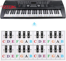 Transparent Piano Keyboard Stickers - 88/61/54/49 Key, Colorful Removable Letter