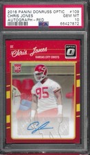 Panini 2016 Donruss Optic Chris Jones Red Auto /50 Rookie PSA 10 Chiefs POP 1