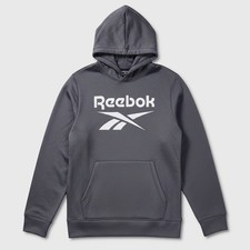 Reebok Core Vector Fleece Lined Poly Hoodie - NWT Mens Large Charcoal  48687-E9
