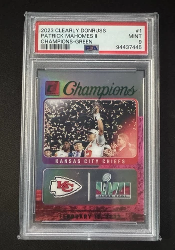 2023 Clearly Donruss Champions #1 Patrick Mahomes II Champions-Green /49 PSA 9