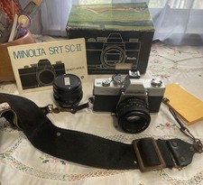 Minolta SRT SC-II 35mm Film Camera With Box  Extras Manual