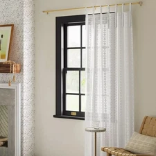 Threshold Light Filtering White Boho Diamond Clip Single Curtain Panel 54" x 84"