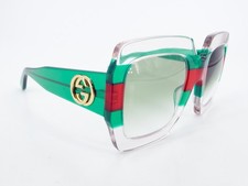 Gucci GG0178S Sunglasses FRAMES 001 Clear Green 54 25-145 Red Gold Italy M497