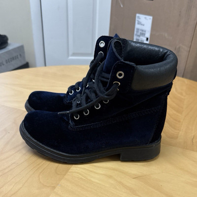 Steve Madden Pasa Women s Blue Leather Lace-Up Ankle Velvet Boots US 7 M