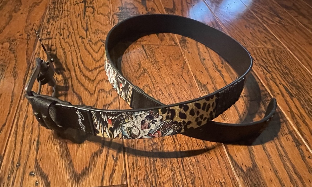 Ed Hardy Leopard with Pyramid Studs Belt VB93808EHQA Size 38 NEW