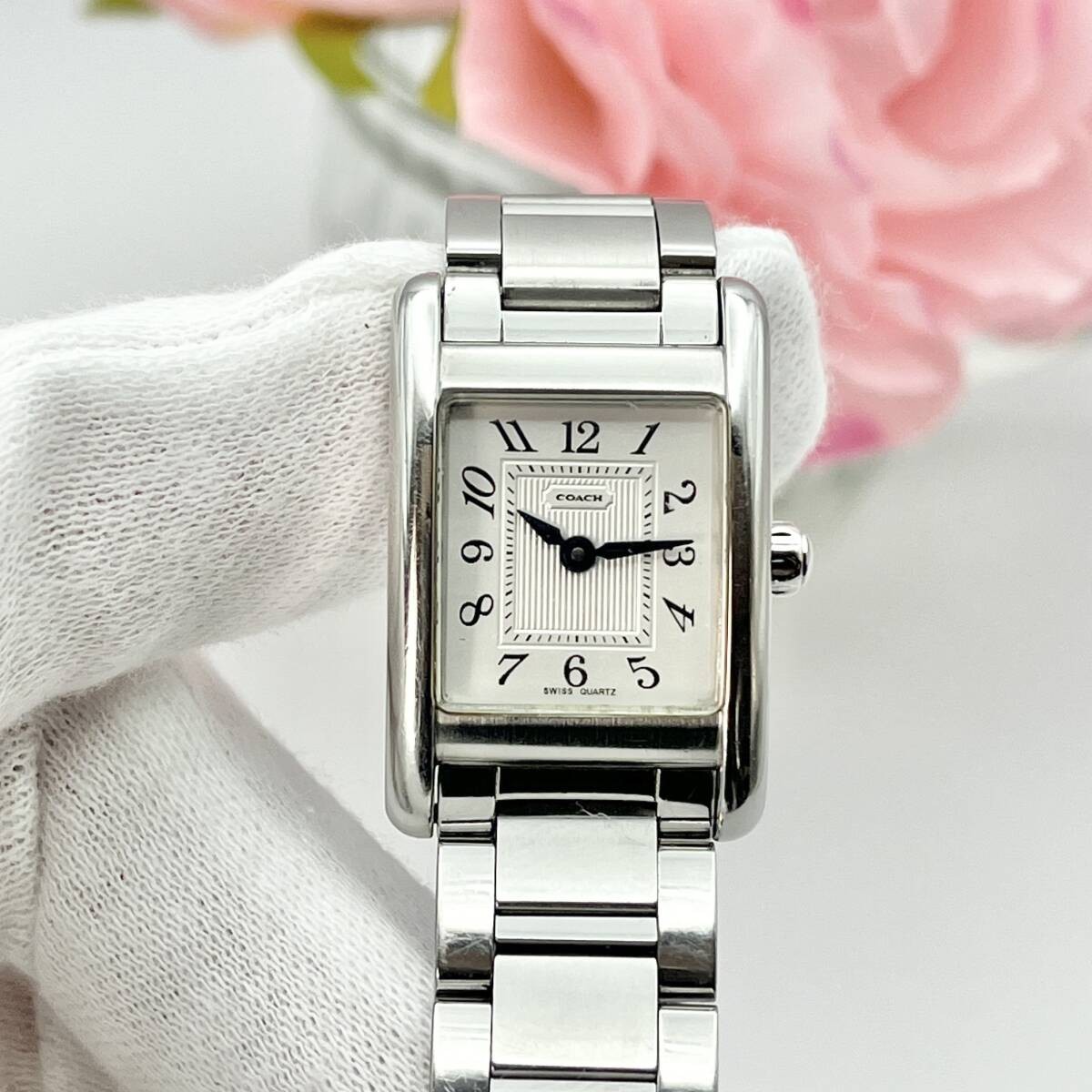 Coach Quartz Rectangular Ladies Watch Silver 18mm… - image 4
