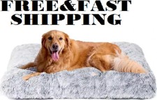Fluffy Dog Crate Bed for Extra Large Dogs, Plush Faux Fur Pad, Calming Anti Anxi