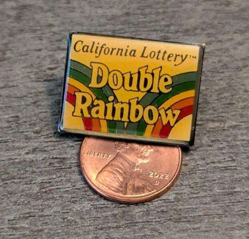 State Of "California Lottery Double Rainbow" Colorful Vintage Lapel Pin - Picture 2 of 4